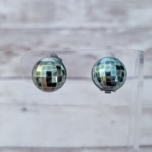 Vintage Clip On Earrings Unusual Domed Green - Color Issues